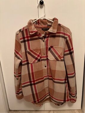 Fleece stripped flannel overcoat